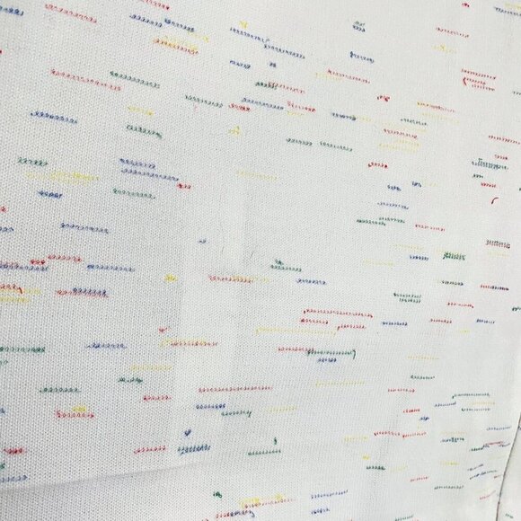 Vintage Knit White Colourful Geometric Detail Button Front Patch Pocket Skirt S - Picture 7 of 9